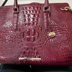 Brahmin Ruby Leather Satchel with Crocodile Embossing